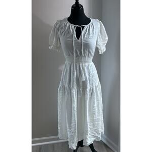 MOON RIVER Size XS Anthropologie Boho Chic White Cutout Back Maxi Dress